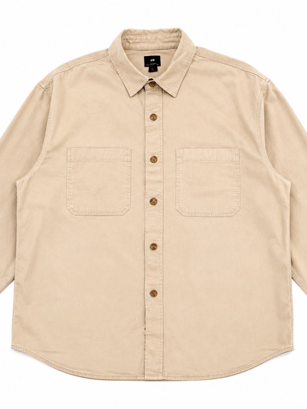 H&M Men's Tan Button-Down Work Shirt